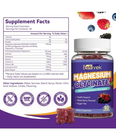 Magnesium Glycinate Gummies with Calcium CoQ10 Potassium & Vitamins D & B6 Sugar-Free Vegan Chewable Supplement for Sleep Muscle Relaxation Bone & Immune Support 60 Gummies 30-Day Supply - Buy Online on GoSupps.com