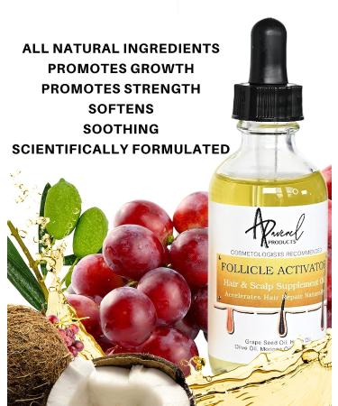 Aravenel Hair Follicle Stimulator: 2Fl Oz Hair Growth Oil Rich in Vitamins, Grape Seed Oil & Hemp Oil Serum for Scalp - Stimulates Regrowth - Buy Online on GoSupps.com