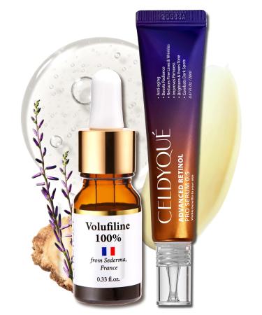 100% Pure Volufiline Concentrate & Advanced Retinol Pro Serum 0.5 - Firming Anti-Wrinkle and Radiance-Boosting w/Centella Asiatica Niacinamide Hyaluronic Acid for Mature Skin Korean Skincare