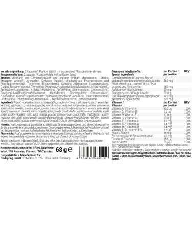 Foodspring Daily Vitamins - Premium Multivitamin Supplements with Vitamin D C & B12 - 100 Capsules for Optimal Health - Buy Online on GoSupps.com