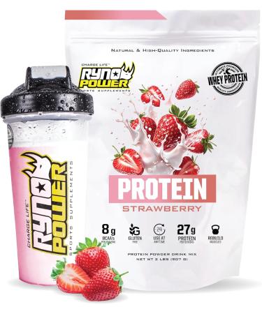 Buy Ryno Power All Natural Whey Protein 2lb (Strawberry) - 100% Non-GMO Protein Blend No Fillers | International Shipping Available - Buy Online on GoSupps.com