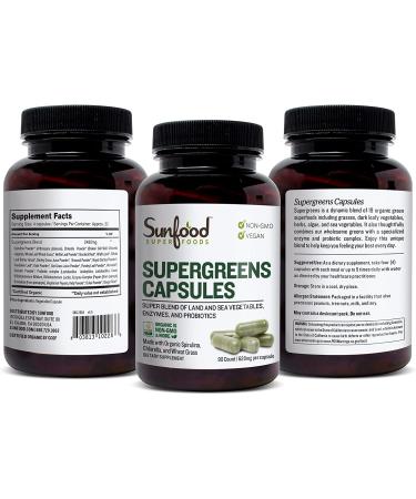Sunfood Supergreens Capsules 620 mg â€“ 90 Count for Optimal Health - Buy Online on GoSupps.com