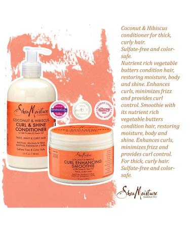 Buy Shea Moisture Coconut & Hibiscus Combo Pack | Curl & Shine Conditioner & Curl Enhancing Smoothie - 13oz & 12oz | International Shipping Available - Buy Online on GoSupps.com