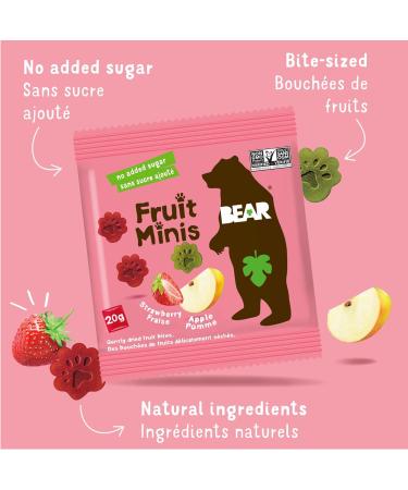 BEAR Fruit Minis DUO 18 Packs per Box- Healthy Fruit Snacks Apple & Strawberry Flavour 100 Grams - Buy Online on GoSupps.com
