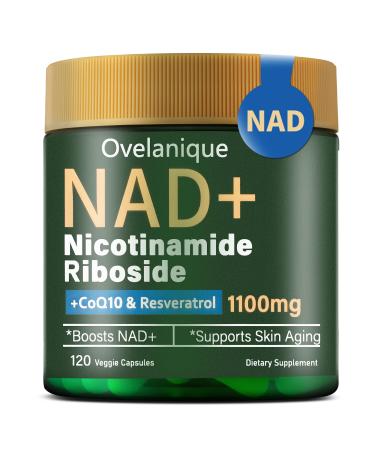 NAD Supplement with Nicotinamide Riboside & Resveratrol |NMNH Supplement Alternative| 1100mg NAD+ Complex with Quercetin Phytosome & CoQ10 | Liposomal Delivery 120 Capsules 120 Count (Pack of 1)