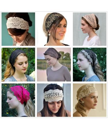 HAIMEIKANG Women Lace Headbands - 4 PCS Wide Floral Lace Headbands for Women - Fashion Hair Scarfs (Navy Blue, Coffee, Wine Red, Black) - Buy Online on GoSupps.com