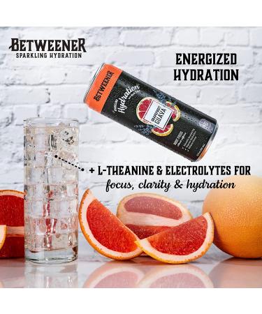 Betweener Sparkling Water & Energy Drink: Healthy Seltzer with L-Theanine, Vitamins, Electrolytes, Real Juice - Variety Pack (12 Pack) - Buy Online on GoSupps.com