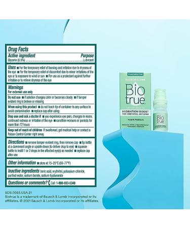 Biotrue Hydration Boost Eye Drops Preservative Free Soft Contact Lens Friendly for Irritated and Dry Eyes from Bausch + Lomb  Naturally Inspired 0.33 FL OZ (10 mL) - Buy Online on GoSupps.com