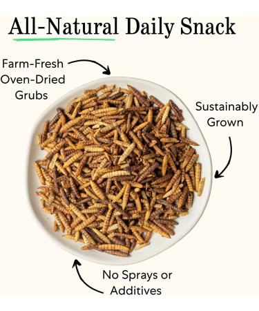 Grubblies - Nutritious Chicken Treats & Feed Supplement with 50x Calcium - Black Soldier Fly Larvae & Natural Grubs for Hens, Birds, & Ducks - 1 LB - Buy Online on GoSupps.com