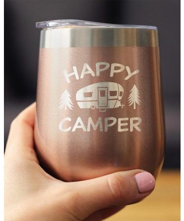 Bevvee Happy Camper Wine Tumbler - Rose Gold Stainless Steel Insulated Cup - Buy Online on GoSupps.com