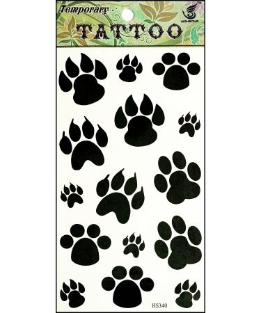 Umama Tattoos 1 Sheet Cute Black Paws Foot Temporary Tattoo Arm Waterproof Transfer for Men Women Fake Tattoo Cat Dog Paws Cartoon Sticker Fashionable 3D Tattoos Removable Multicolor 8X4 Inch