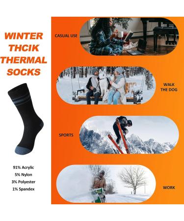 AWLE Warm Thermal Socks - Insulated Heated Winter Crew Socks - 2pc Black/Gray Medium - Buy Online on GoSupps.com