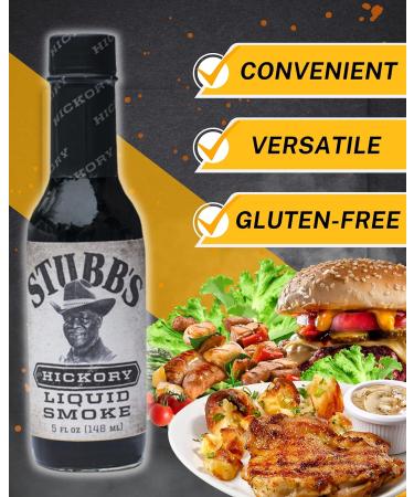 Stubbs Hickory Liquid Smoke for Cooking (148ml x 2) - Vegan Seasoning with Recipe Leaflet | Gluten-Free Liquid Smoke for Flavoring | Perfect for Vegetarians - Buy Online on GoSupps.com