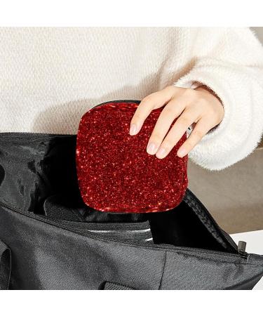 Red Glitter Sequins Sanitary Napkin Storage Bag - Portable Period Pouch for Women and Teen Girls - Multi-colored Design - 1Pc - Buy Online on GoSupps.com