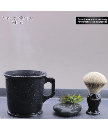 Haryali London Black Shaving Mug - Vintage Style with Knob Handle Design - Heavy Bottom, Impact-Resistant Plastic - For All Genders - Shaving Soap Accessory - Buy Online on GoSupps.com