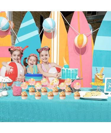 Fangleland Pool Party Birthday Cupcake Toppers Decorations for Girl Groovy 70s Hippie Retro Theme Hello Summer Cake Decorations 24Pcs Cupcake Toppers Picks Baby Shower Party Supplies - Buy Online on GoSupps.com