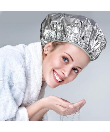 12 Pack Reusable Aluminum Foil Conditioning Caps - 12 Inch Silvery | Home & Salon Hair Processing Caps for Coloring - Shower Cap Included - Buy Online on GoSupps.com