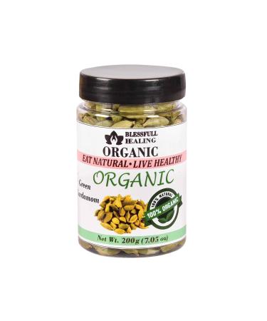 Blessfull Healing Organic Green Cardamom 200 Gram Airtight Container (Packing May Vary) 200 Gram 7.05 oz