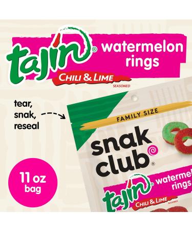 Snak Club Watermelon Rings - Sweet & Spicy Gummy Candy - Tajin Chili & Lime - Vegan Gluten-Free Low-Fat - 11 Ounce Family Size - Buy Online on GoSupps.com