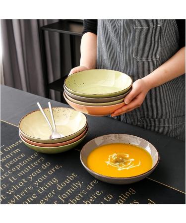 Dishes 4/8/12 Piece 4 Colors Vintage Stoneware Ceramic Soup Plate Set Snack Salad Fruit Deep Dish Set (Color : 4pcs) (12pcs) - Buy Online on GoSupps.com