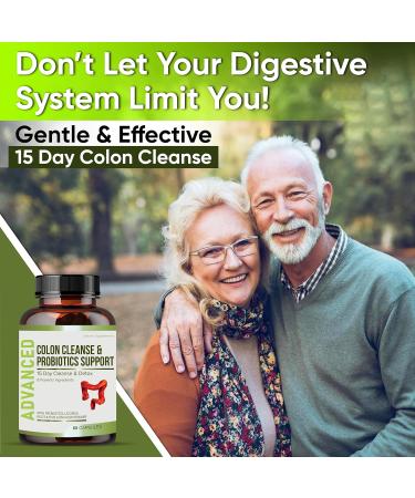 15 Day Colon Cleanse with Probiotics - Advanced Detox for Gut Health Constipation Relief & Digestive Wellness - 60 Caps for Men & Women - Buy Online on GoSupps.com