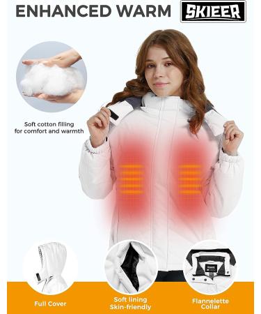 Girls' Waterproof Ski Jacket | Warm & Windproof Snow Coat | Size 6-7 White - Buy Online on GoSupps.com