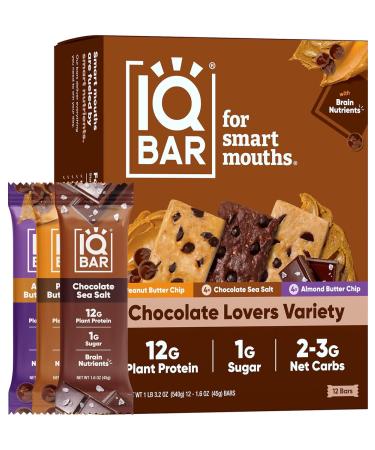 IQBAR Brain and Body Keto Protein Bars - Chocolate Lovers Variety Keto Bars - 12-Count Energy Bars - Low Carb Protein Bars - High Fiber Vegan Bars and Low Sugar Meal Replacement Bars - Vegan Snacks - Buy Online on GoSupps.com