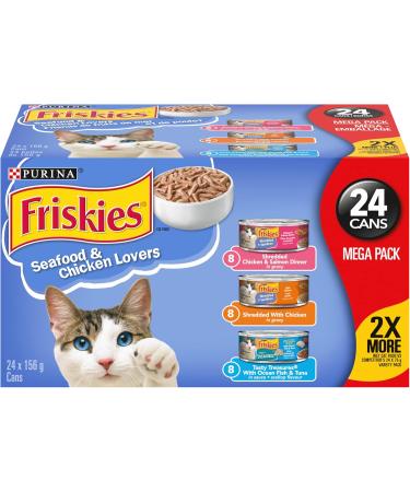 Purina Friskies Seafood & Chicken Lovers Wet Cat Food Variety Pack 24 x 156g Cans Brown (45078) & Wet Cat Food Saucy Seafood Variety Pack - 24 x 156 g Can (24 Pack) Wet Cat Food + Wet Cat Food 24 Pack - Buy Online on GoSupps.com