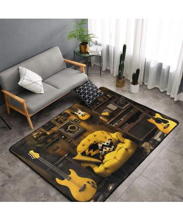 Flannel Carpet Mustard Yellow and Black Picture 60 x 39 in Non-Slip Durable Suitable for Living Room and Office Bedroom - Buy Online on GoSupps.com