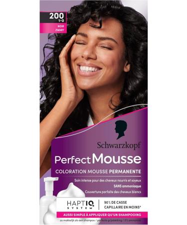 Schwarzkopf Perfect Mousse - Ammonia-Free Permanent Foam Hair Colour - Black 200 - Buy Online on GoSupps.com
