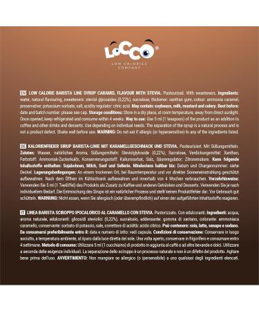 Locco Calorie Free Barista Syrup with Stevia - Vegan Keto Gluten Free - Zero Calories - Caramel Flavor - 1L - Buy Online on GoSupps.com