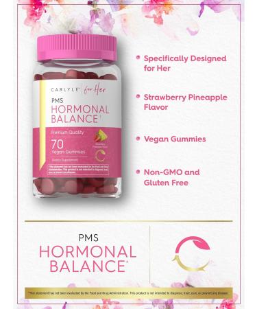 Carlyle Hormonal Balance for Women | PMS Relief Supplement | 70 Vegan Gummies | Non-GMO Gluten Free with Iron - Buy Online on GoSupps.com