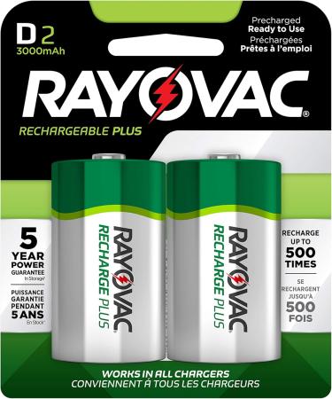 Rayovac Rechargeable D Batteries - High Capacity 2 Count Pack | Buy Internationally - Buy Online on GoSupps.com