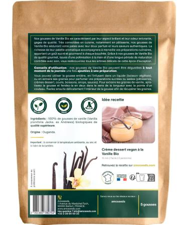 5 Organic Vanilla Pods | Fresh Pods Gourmet Quality | Shelf Stable | Resealable Fresh Bag | No Artificial Flavorings (5 Org - Buy Online on GoSupps.com