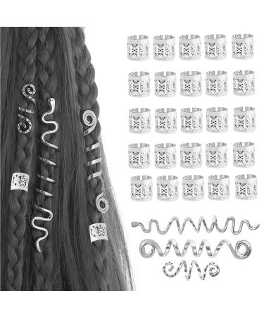 Celtic Hair Clips | 28- Ethnic Style Alloy Hairpins | Dreadlock Beads Braid Hair Cuffs Jewelry Accessories for Women Braids Decoration Pologmase Silver
