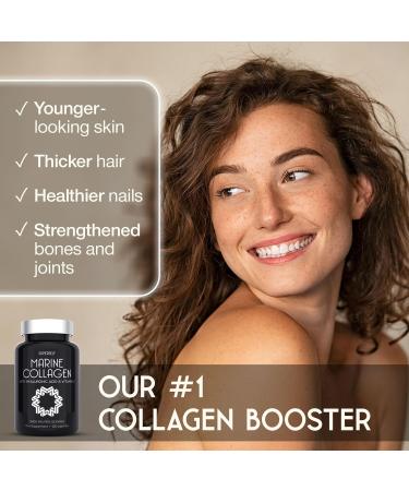 Marine Collagen Capsules 2400mg - with Hyaluronic Acid & Vitamin C - High Strength Collagen Supplements for Women & Men - 120 Capsules - Premium Collagen Complex for Skin Joints Hair - Buy Online on GoSupps.com
