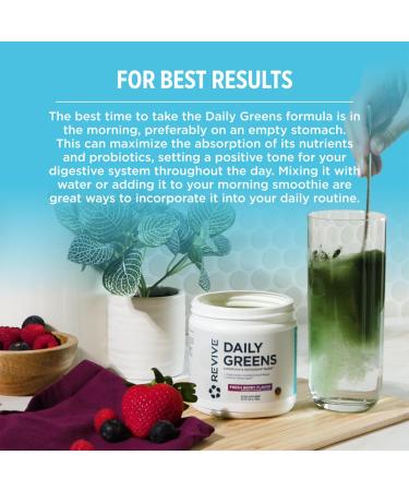 REVIVE MD Daily Green Powder Superfood (Fresh Berry) - Supergreens Powder to Support Energy Levels - Green Juice That Improves Fiber Intake - Vegetable Supports Digestion and Gut Health (30 Servings) - Buy Online on GoSupps.com