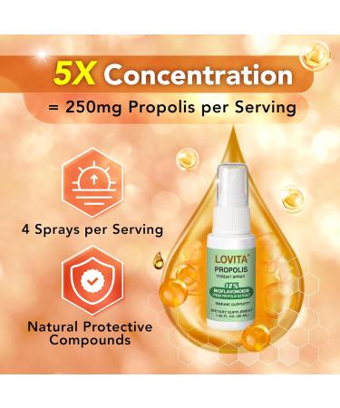 LOVITA Bee Propolis Throat Spray 250mg Bee Propolis Extract with 18% Bioflavonoids Alcohol-Free Antioxidant Immune Support & Sore Throat Relief Gluten-Free Non-GMO 1 Fl Oz 90 Day Supply Throat Spray 1 Fl Oz (Pack of 3) - Buy Online on GoSupps.com