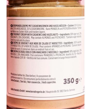 KoRo - Tigernut Cream with Cashews and Hazelnuts 12 x 350 g - Only three ingredients - High in fibre - Vegan - As a spread or topping - Buy Online on GoSupps.com