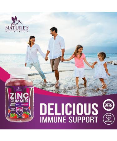 Nature's High Potency Zinc Gummies 50mg - Immune Health Support & Antioxidant Supplement - Vegan, Non-GMO, Gluten Free - 120 Gummies - Buy Online on GoSupps.com