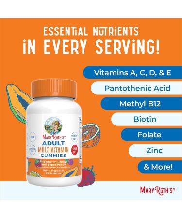 MaryRuth Organics Multivitamin for Women and Men | Sugar Free | Adult Multimineral Gummy with Vitamin C | D and E | B Vitamins | Biotin | Zinc | Vegan | Non-GMO | Gluten Free | 60 Count - Buy Online on GoSupps.com