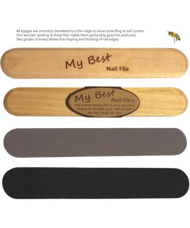 Nail File-MY BEST Manicure Pedicure Nail Files Fingers and Toes fine and Medium coarse Emery eco Sustainable Wooden Board - Buy Online on GoSupps.com