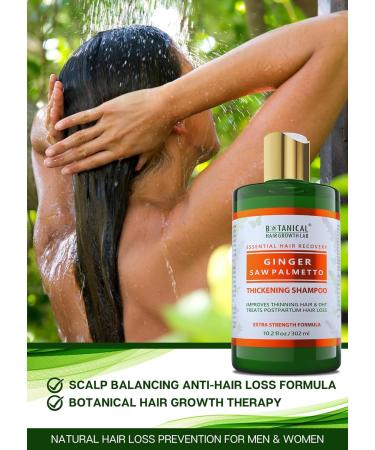 Botanical Hair Growth Shampoo - Extra Strength Ginger & Saw Palmetto for Thinning Hair | Anti-Thinning & Thickening Shampoo for Women & Men 10.2 Fl Oz - Buy Online on GoSupps.com