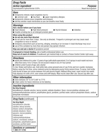 Afrin No Drip Original + Night Nasal Mist Bundle Pack Non-Drowsy Fast-Acting Decongestant for Nasal Congestion and Sinus Pressure Relief Adults and Children 6 and Older .5 fl oz (Pack of 2) - Buy Online on GoSupps.com