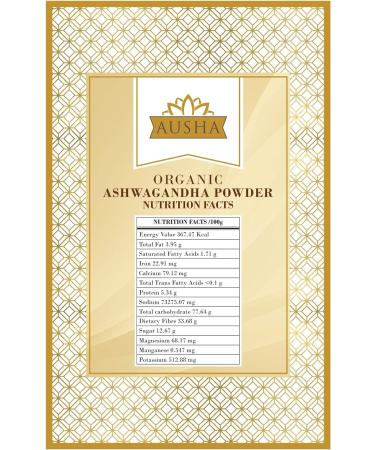 AUSHA Organic Ashwagandha Powder - 100g | Soil Association Certified | Pure and Natural 100g (1 Pack) - Buy Online on GoSupps.com