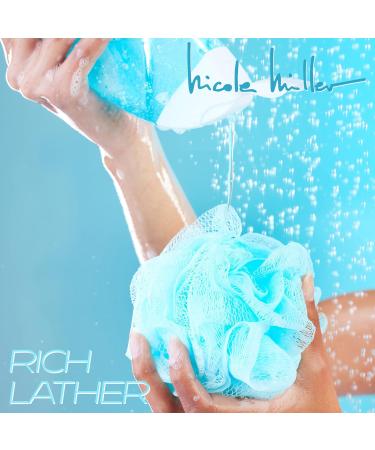 Nicole Miller Loofah Sponge Set - 6 Pack Exfoliating Bath & Shower Poufs with Mesh Bag - Buy Online on GoSupps.com