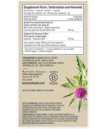 Botanica Milk Thistle Super Concentrated Liquid Capsules with Silymarin 4500 mg dry herb equivalent | 60 Capsules Milk Thistle 60 count (Pack of 1) - Buy Online on GoSupps.com