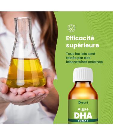  Dreizol DHA Algae - Omega-3 Highly Dosed Micro-Algae - Vegan DHA with Vitamin E - Lemon Mint Flavour - Gluten and Lactose Free - 100ml - Buy Online on GoSupps.com