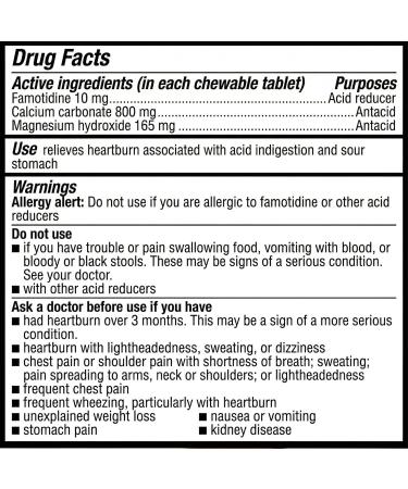Dual Action Acid Reducer Complete Antacid Tablets Chewable 50 Count Acid Reducer and Antacids Famotidine 10mg Heartburn and Acid Indigestion Relief Mint Flavor Gluten Free - Buy Online on GoSupps.com