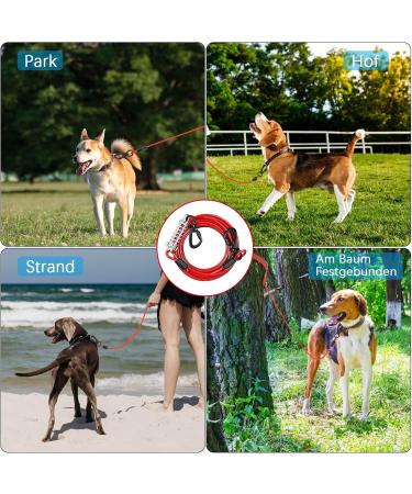Hofleine 9m Tie Out Cable for Dogs | Shock-Damping Spring | Medium & Large Dogs | Outdoor Camping & Park Use - Red - Buy Online on GoSupps.com